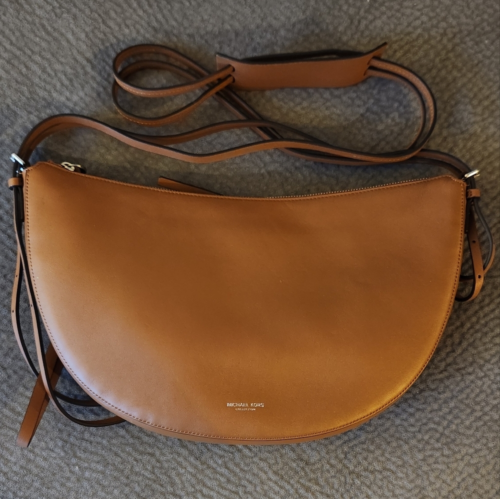 Michael Kors Collection Sedona Crescent Crossbody Bag in Luggage - Picture 5 of 15